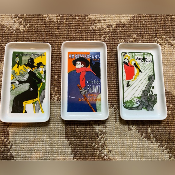 Set of 3 Limoges/France Toulouse-L Autrec Trinket/Soap Dishes - Picture 1 of 10